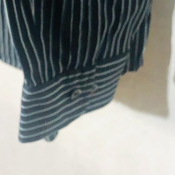 Roundtree & Yorke button down shirt striped collar long sleeve black green READ - Picture 6 of 10